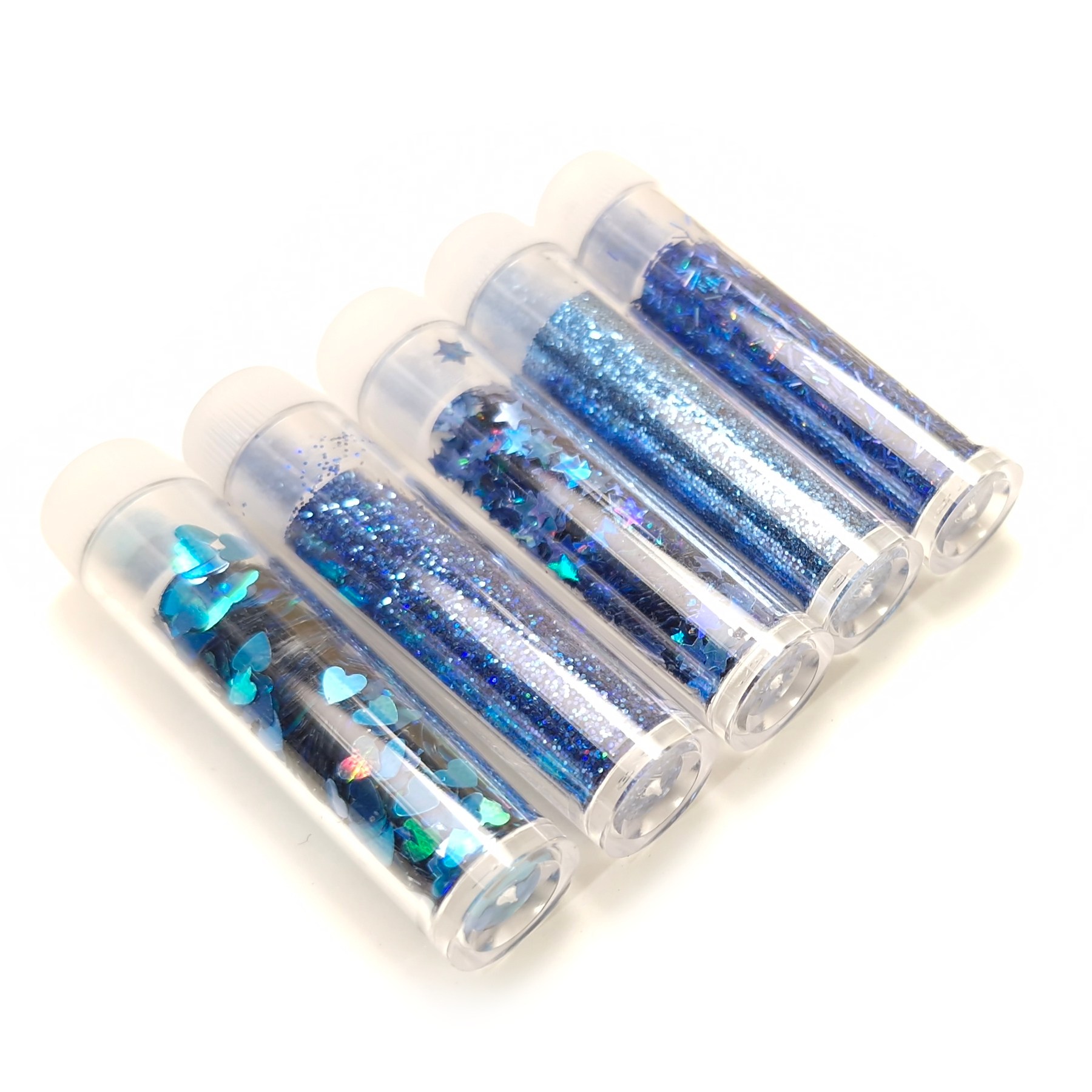 Kimalle/glitter lajitelma 5x1,8g - Siniset