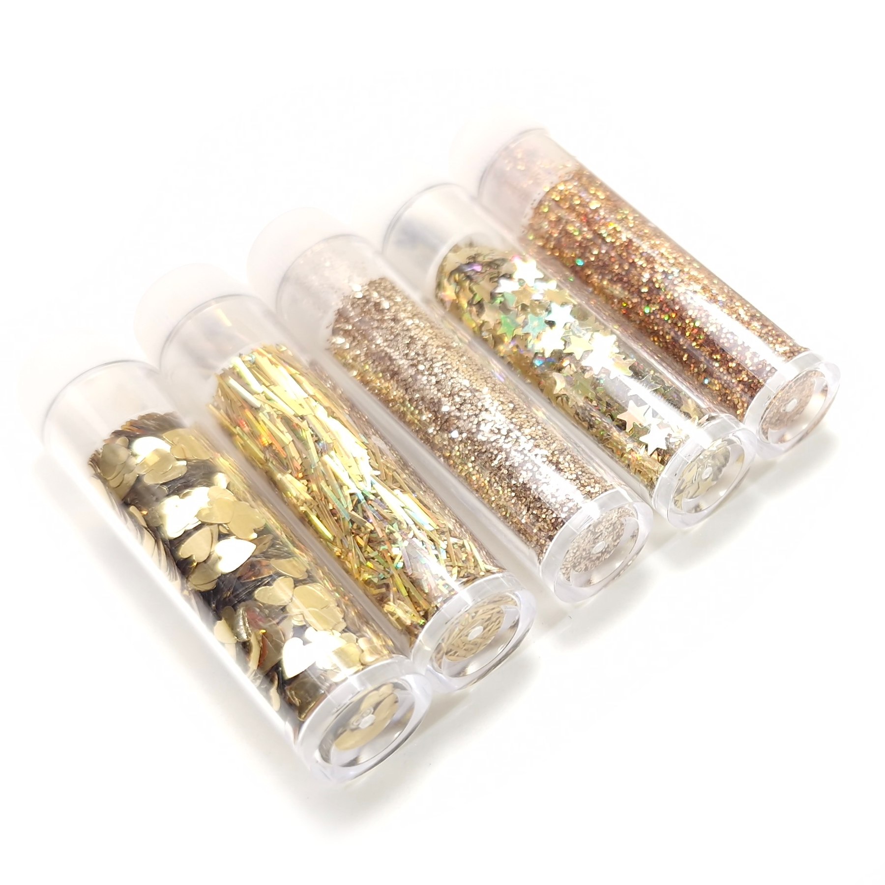 Kimalle/glitter lajitelma 5x1,8g - Kultaiset