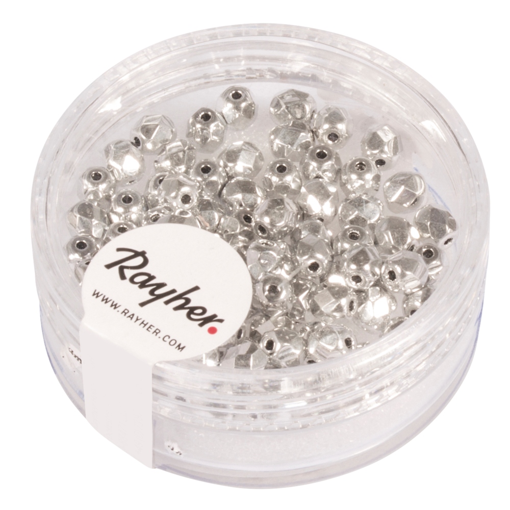 Särmikäs lasihelmi 4mm - Brilliant Silver