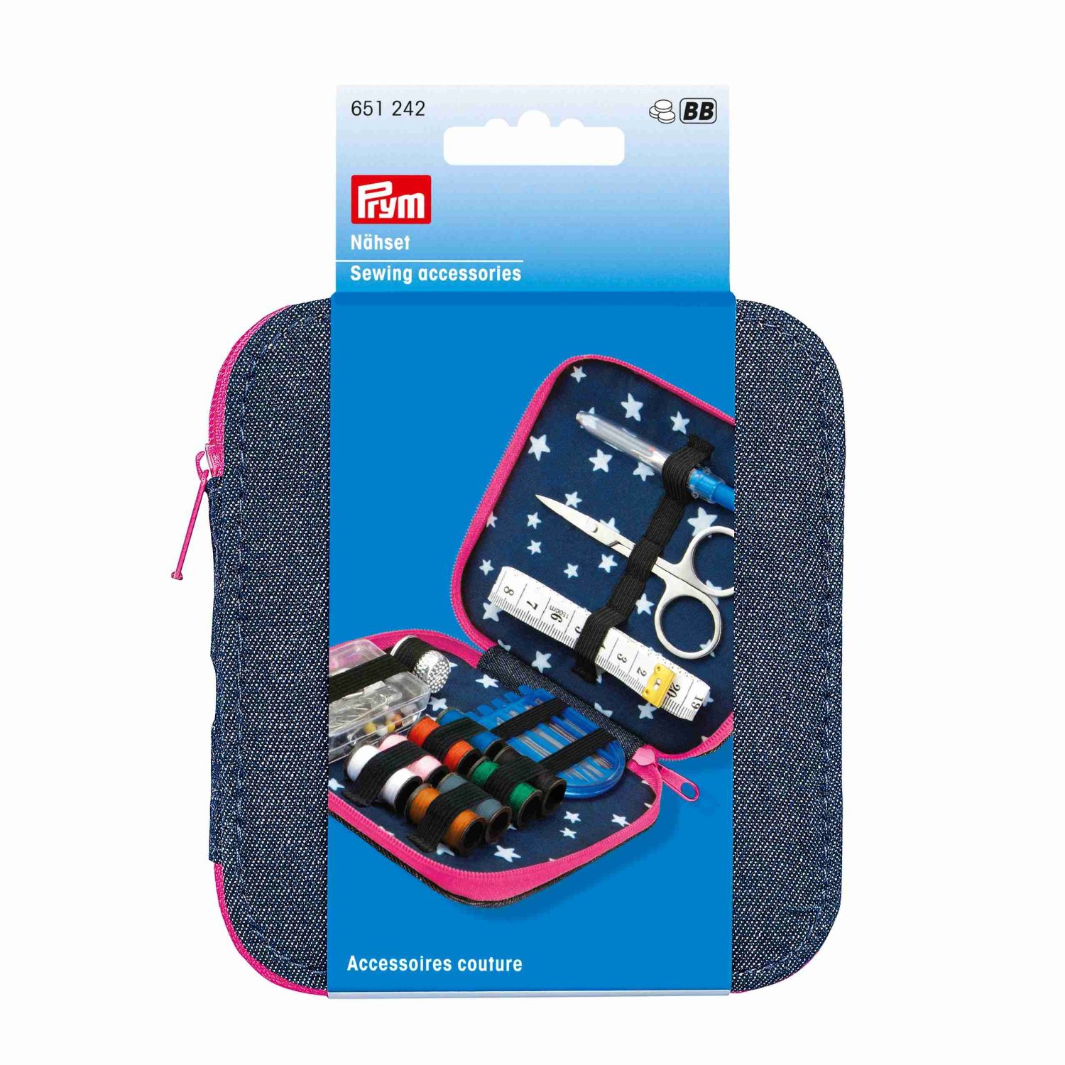 Ompelutarvikkeet matkapakkauksessa - Denim