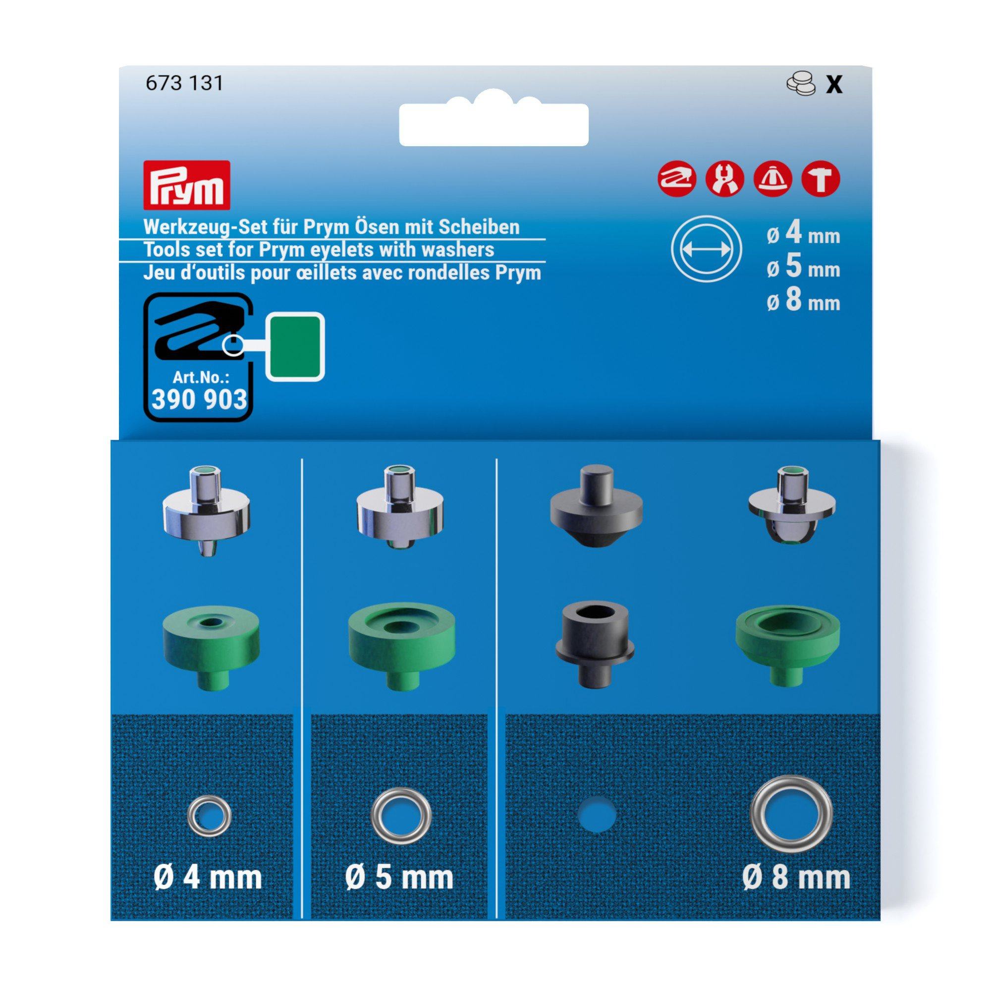 Prym Kiinnitystyökalut 4+5 ja 8mm purjerenkaille