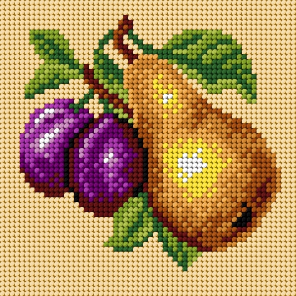 Painettu kanavakangas - Plums and Pear