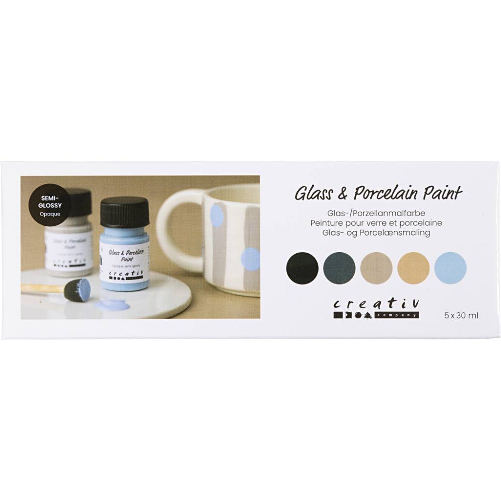 Posliini- ja lasimaalilajitelma 5x30ml - Luonnonsävyt