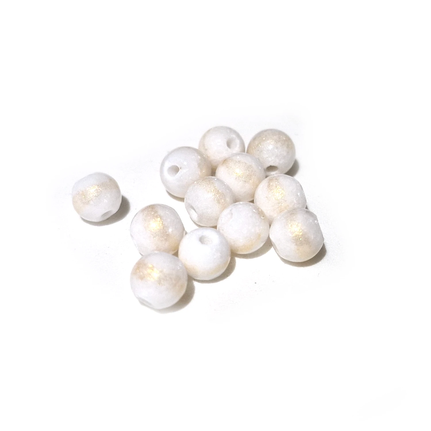 Kivihelmi 6mm 20kpl - Calcite white-gold