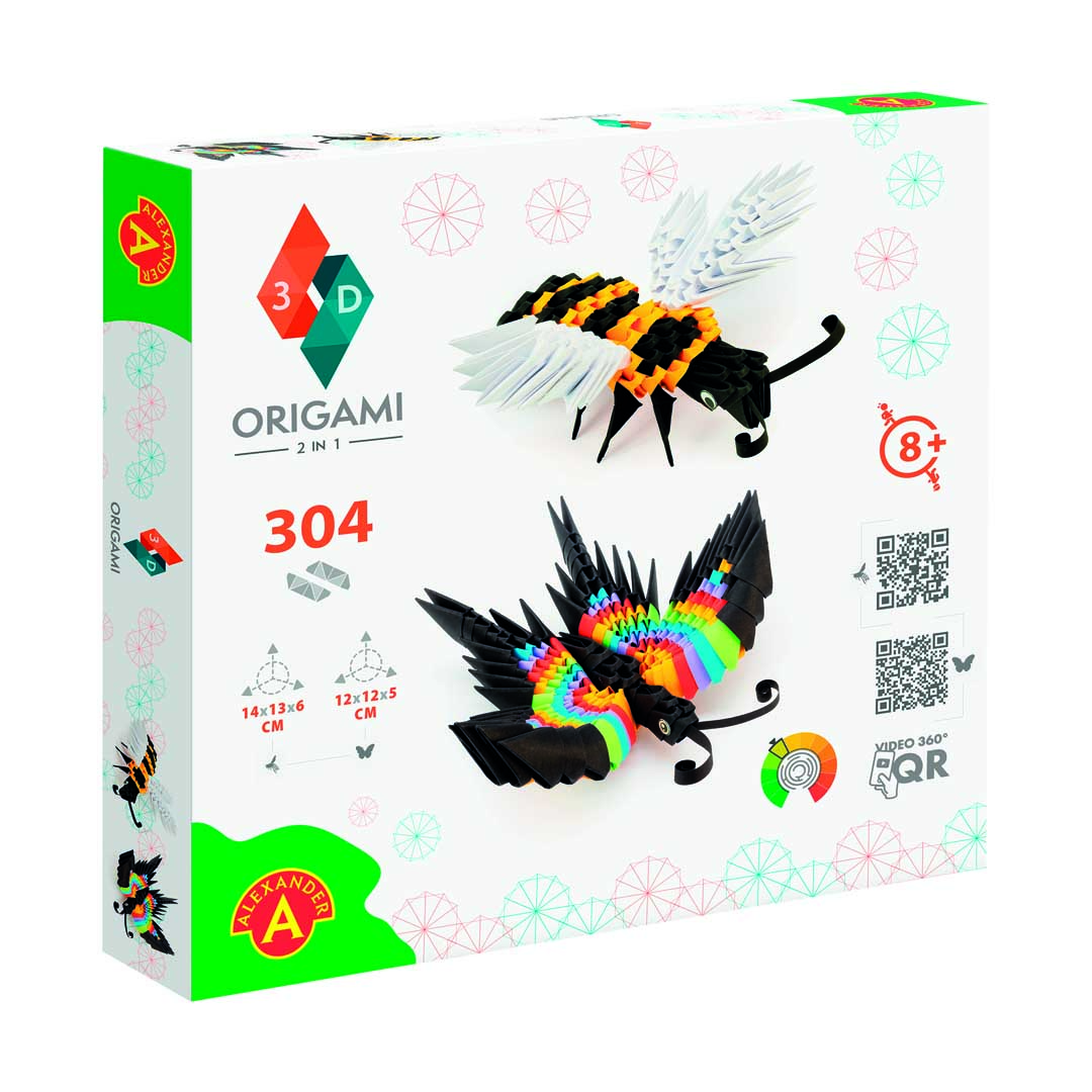Alternative view of 3D Origami - Bee and Butterfly