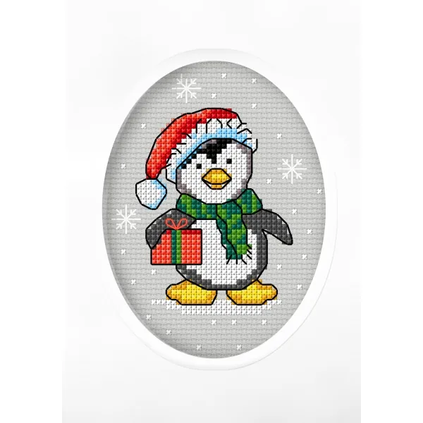 Jouluinen Ristipistokortti - Pingviini