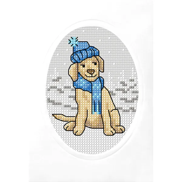 Jouluinen Ristipistokortti - Koira