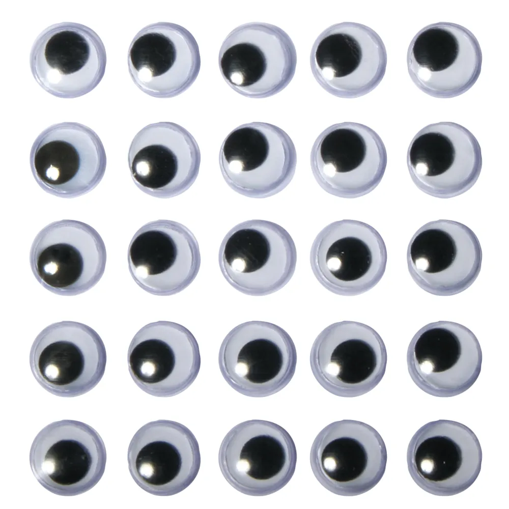 Liikkuva muovisilmä 10mm 24kpl - Tarrapinta