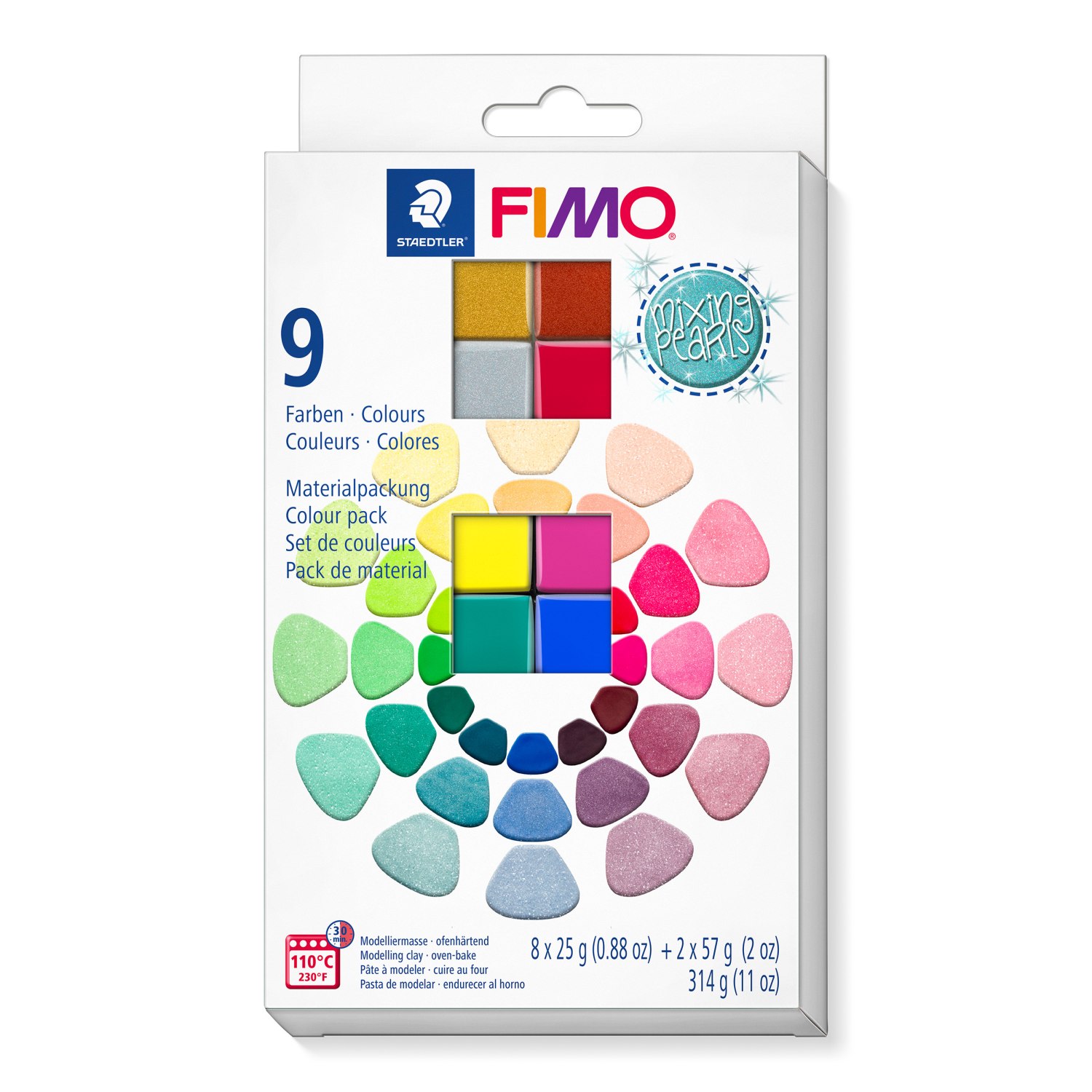 Fimo sävylajitelma 8x25g + 2x57g - Effect Pearls