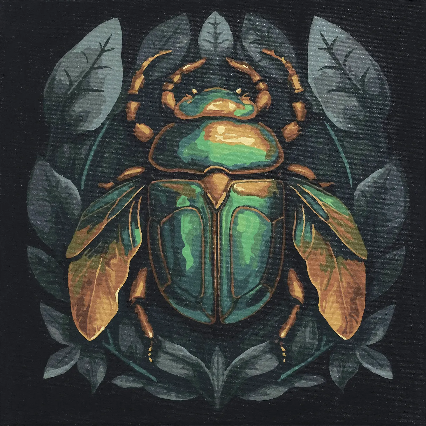 Numeromaalaus 30x30cm - Emerald Beetle