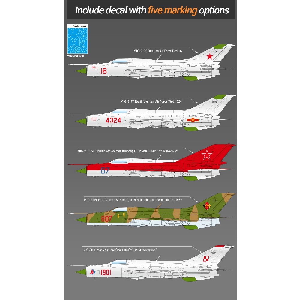 Alternative view of Mikoyan-Gurevich MiG-21PF Fishbed-D 1:48