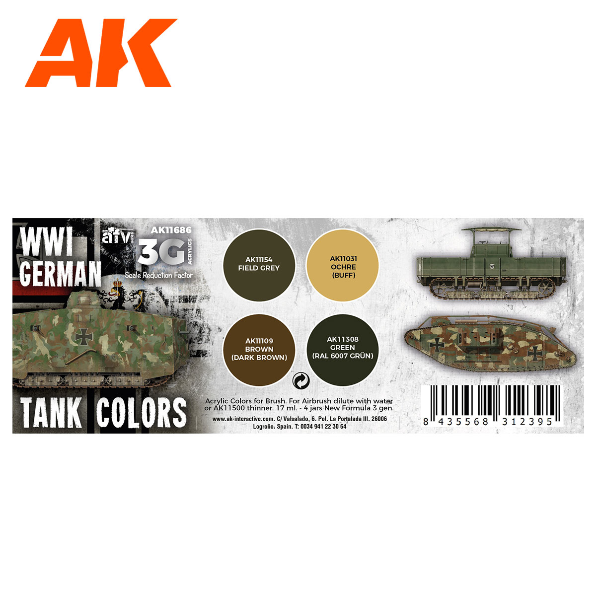 Alternative view of AK Interactive WWI German Tank Colors
