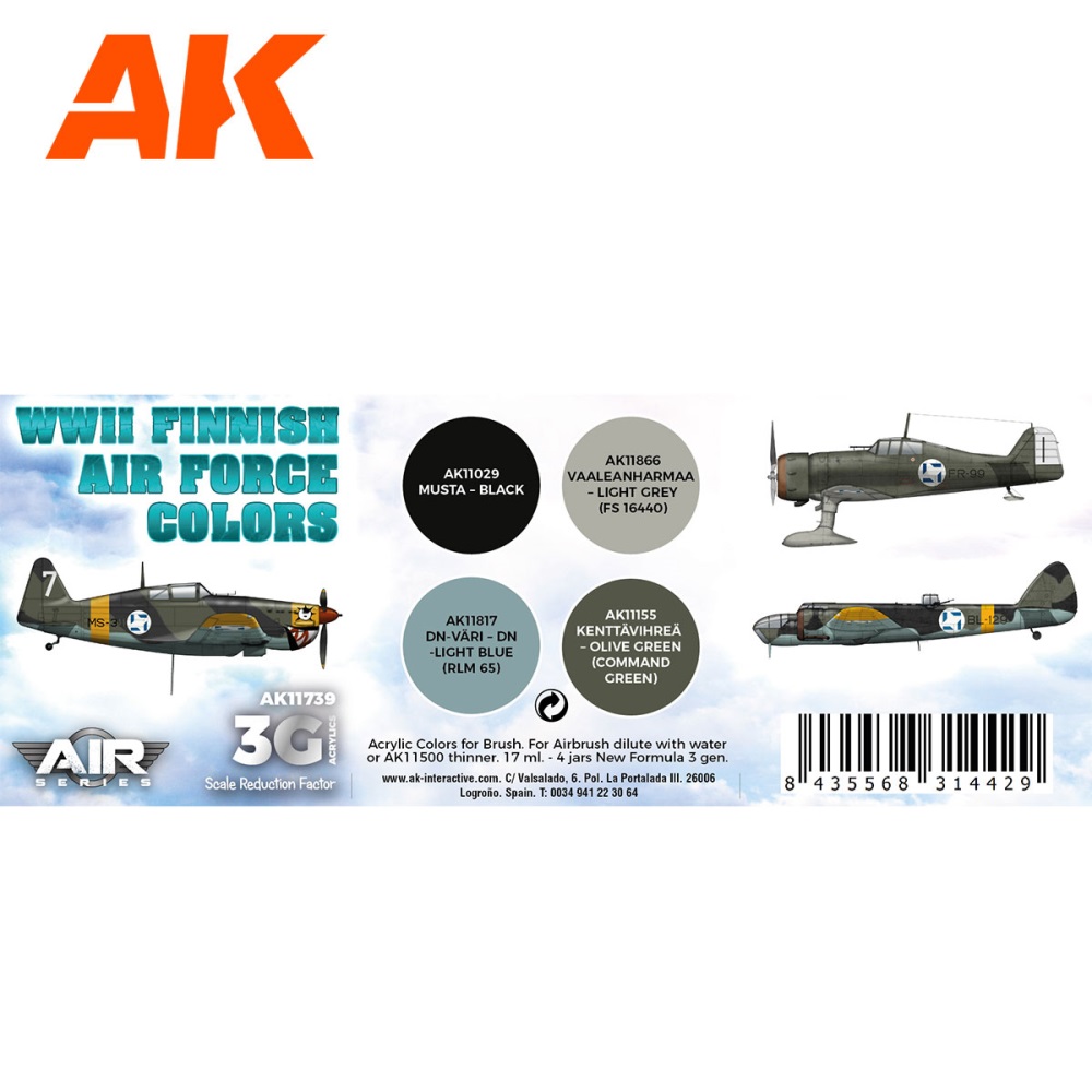 Alternative view of Ak Interactive WWII Finnish Airforce Colors