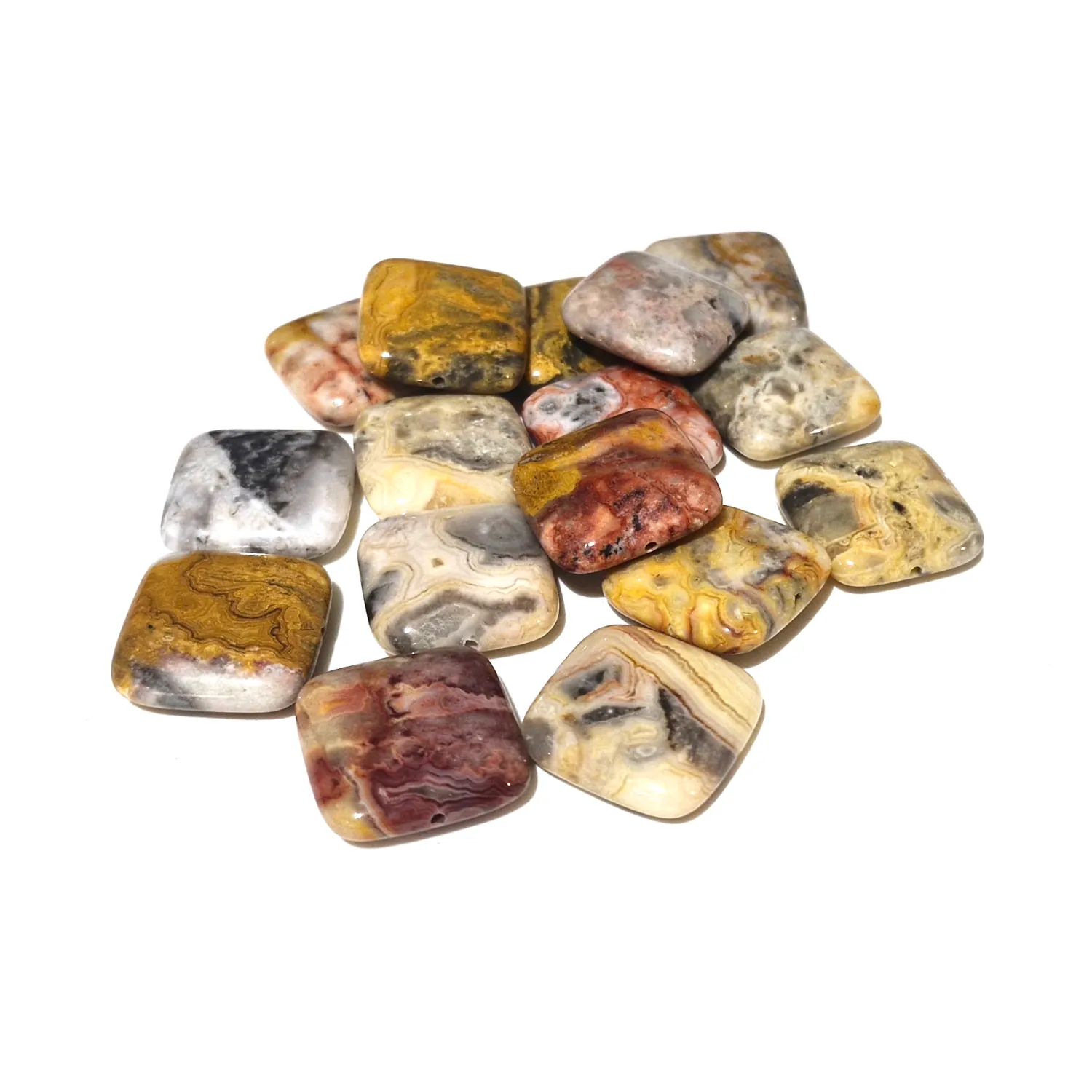 Kivihelmi n.20x20x7mm 4kpl - Agate Grazy Lace