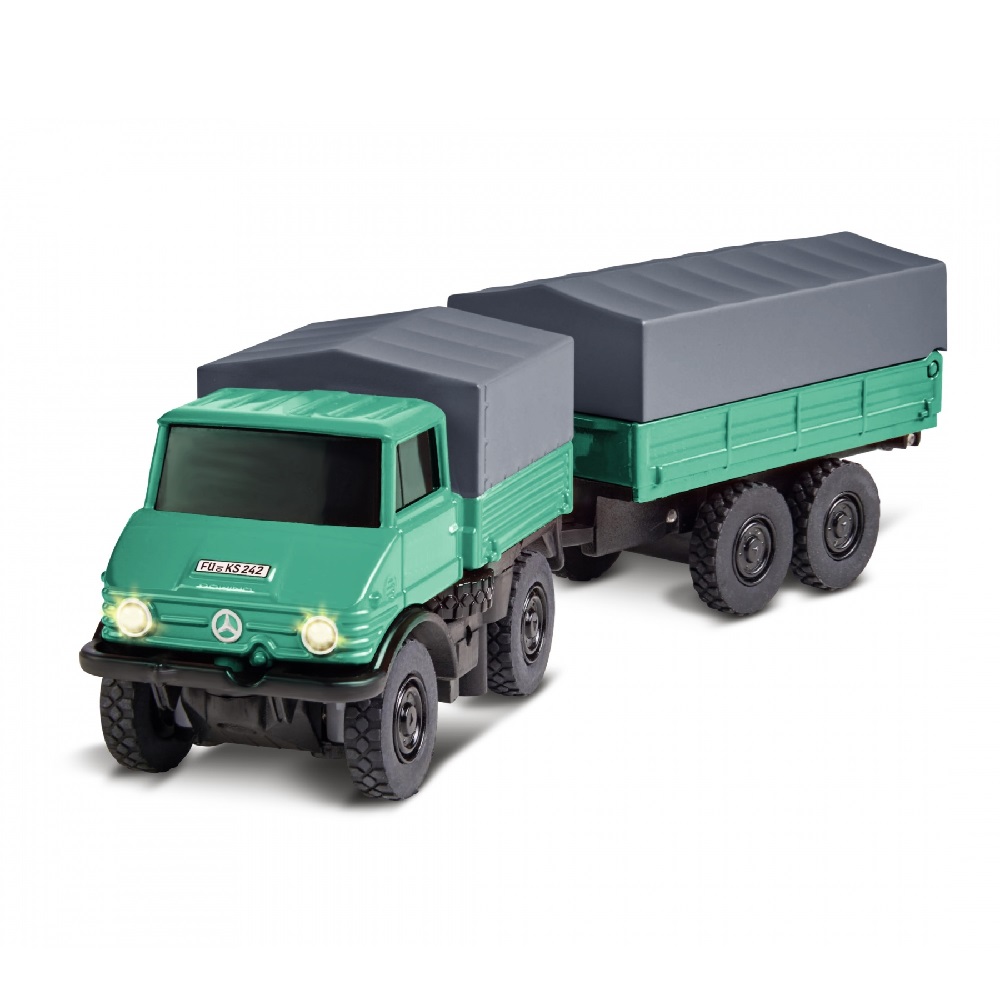 Alternative view of Mercedes-Benz Unimog U406 Forest w/ trailer 2,4GHz 1:87
