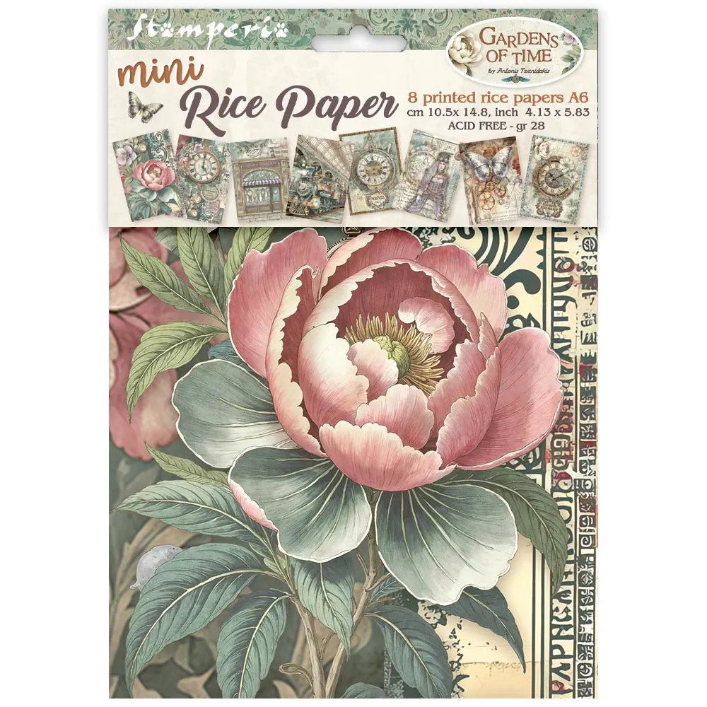 Mini Riisipaperilajitelma A6 8kpl - Gardens of Time