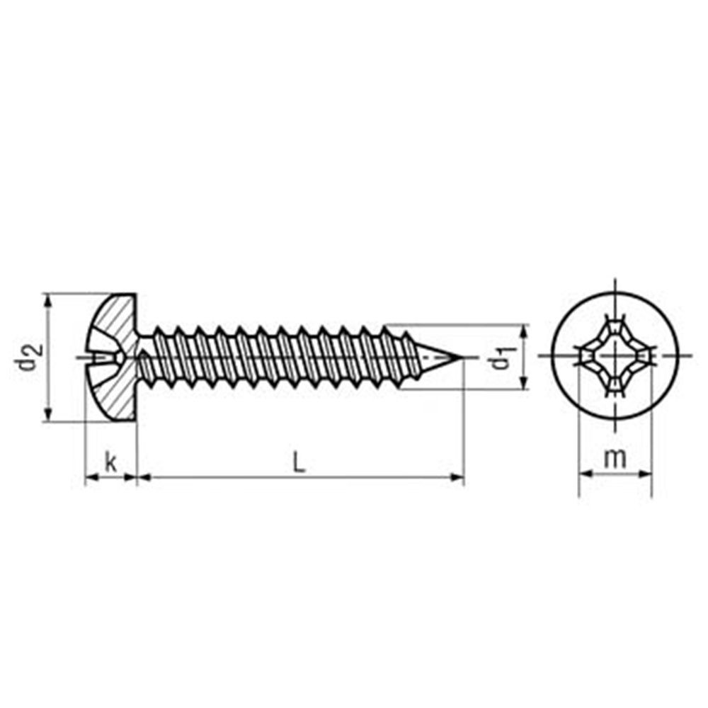 Linssikantainen Rosteriruuvi 2mm x 8mm A2 DIN 7981 C Phillips