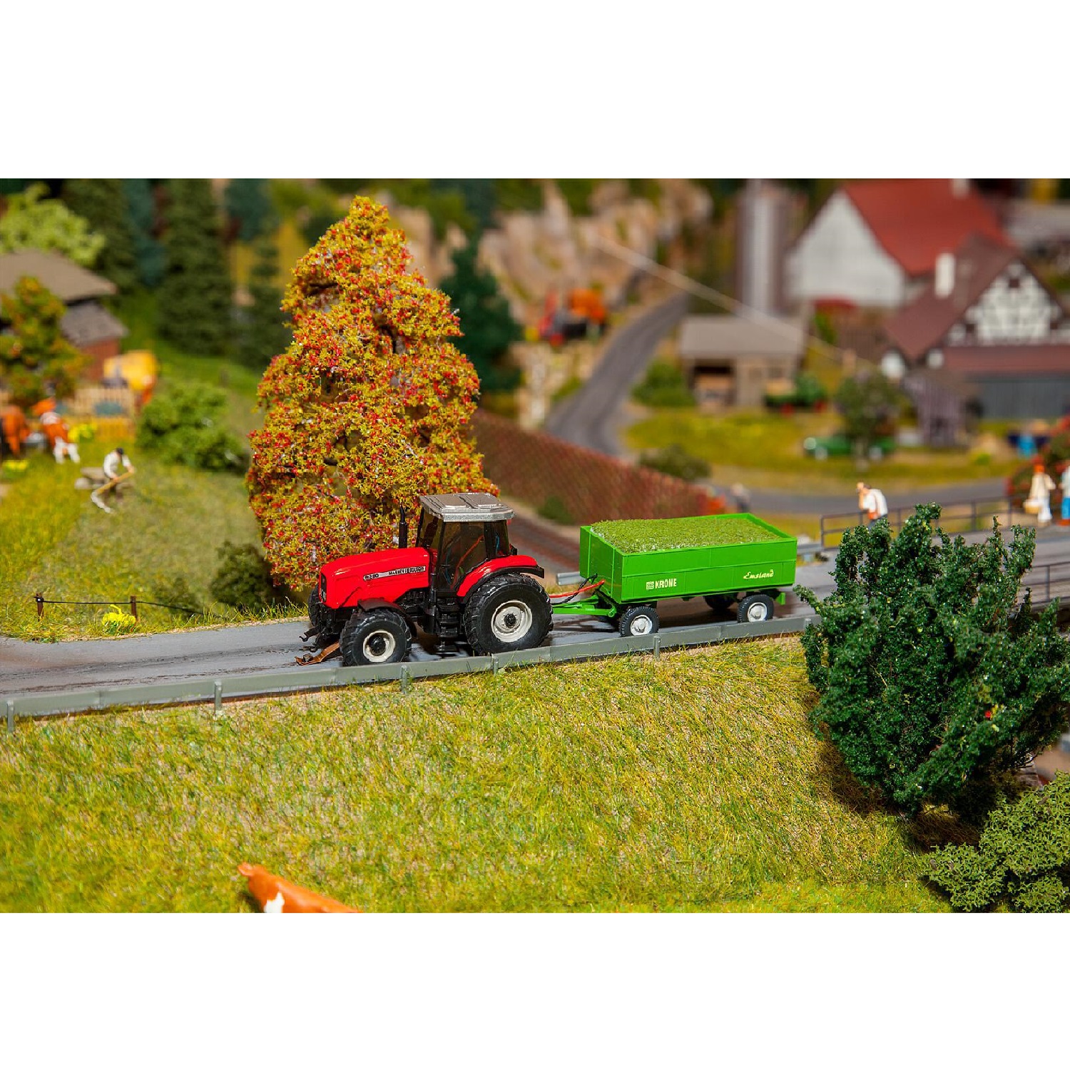 Faller Car System Massey Ferguson Tractor With Trailer (Wiking) H0