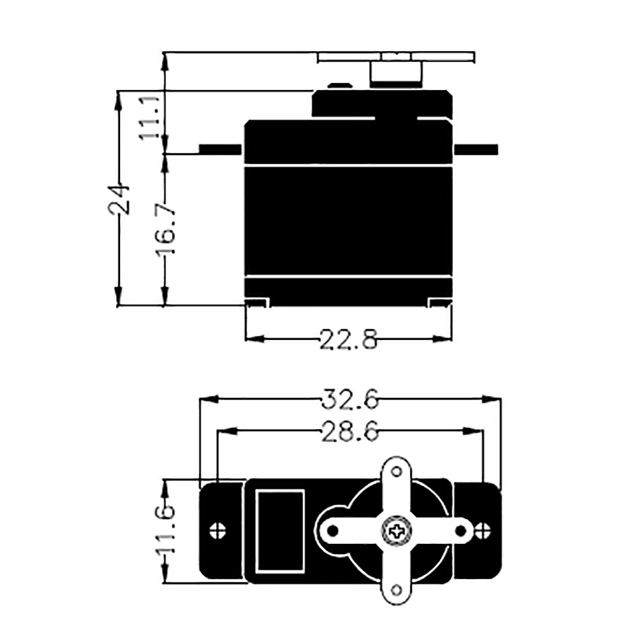 Alternative view of HS-55 Feather Servo