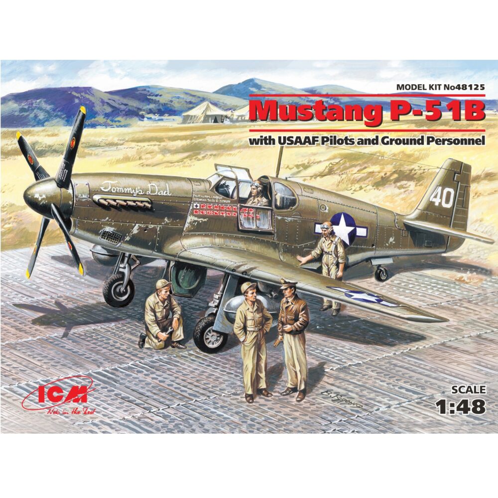North American P-51B Mustang with Pilots and Ground Crew 1:48