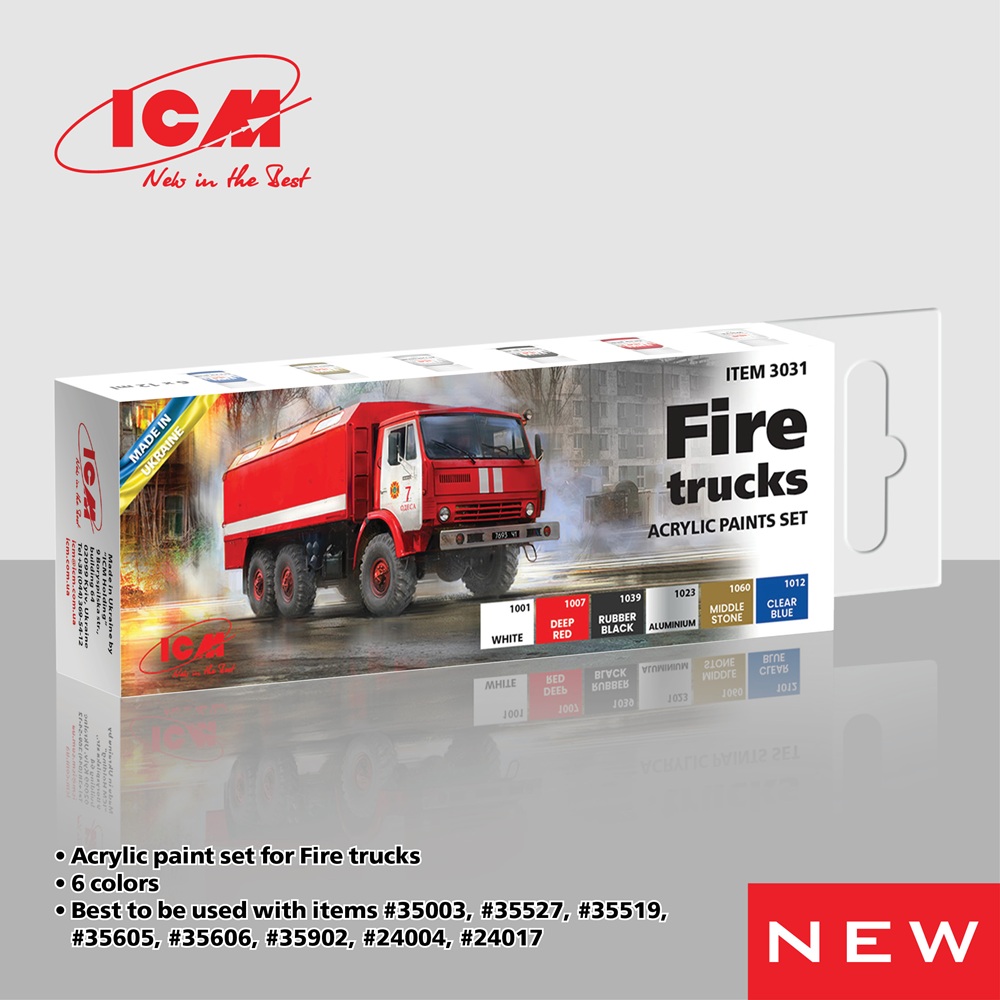 Fire Trucks Acrylic Paint Set