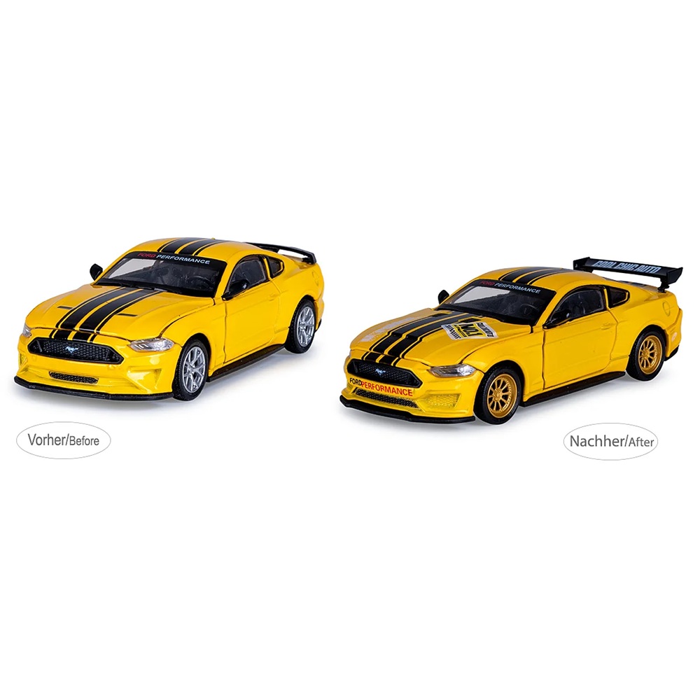 Ford Mustang GT Diecast 1:42 keltainen 2in1