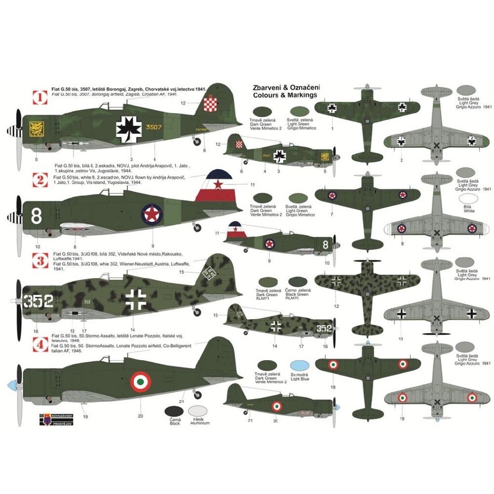 Alternative view of FIAT G.50bis Freccia Special markings 1:72