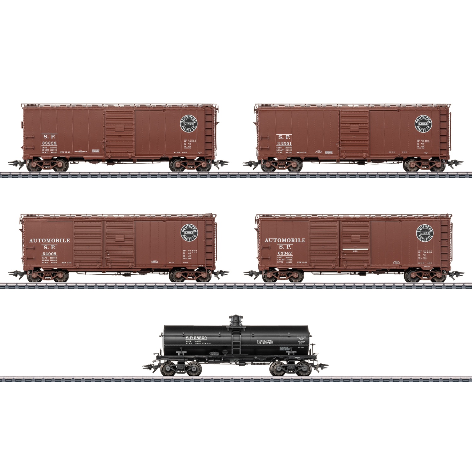 5-osainen Southern Pacific Tavaravaunusarja