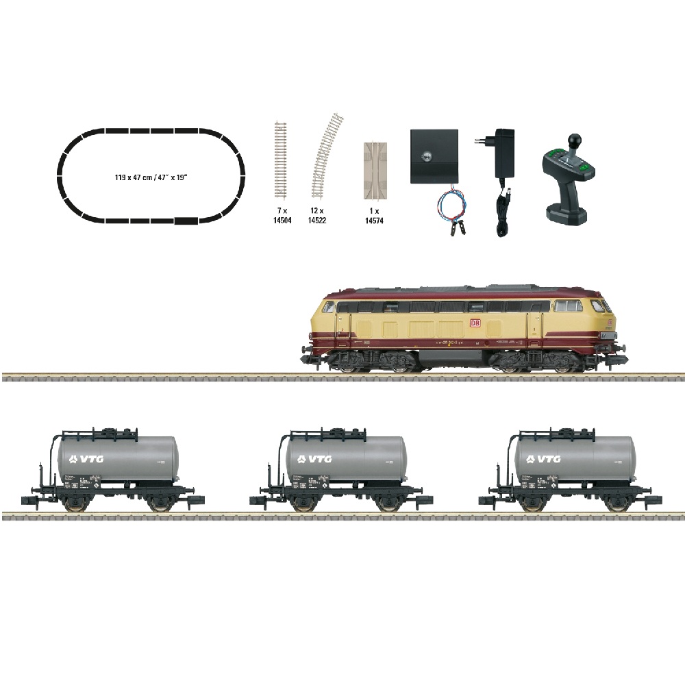 Alternative view of MiniTrix Digitaalinen Aloitussarja - DBAG Tavarajuna BR 217 Dieselveturilla