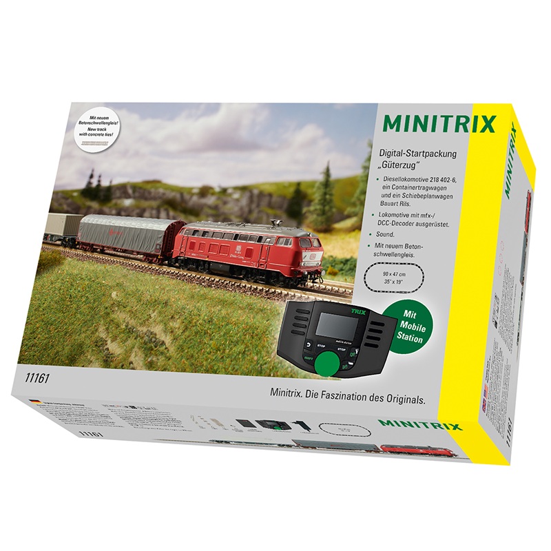 MiniTrix Digitaalinen Aloitussarja - Tavarajuna Railsystems dieselveturilla