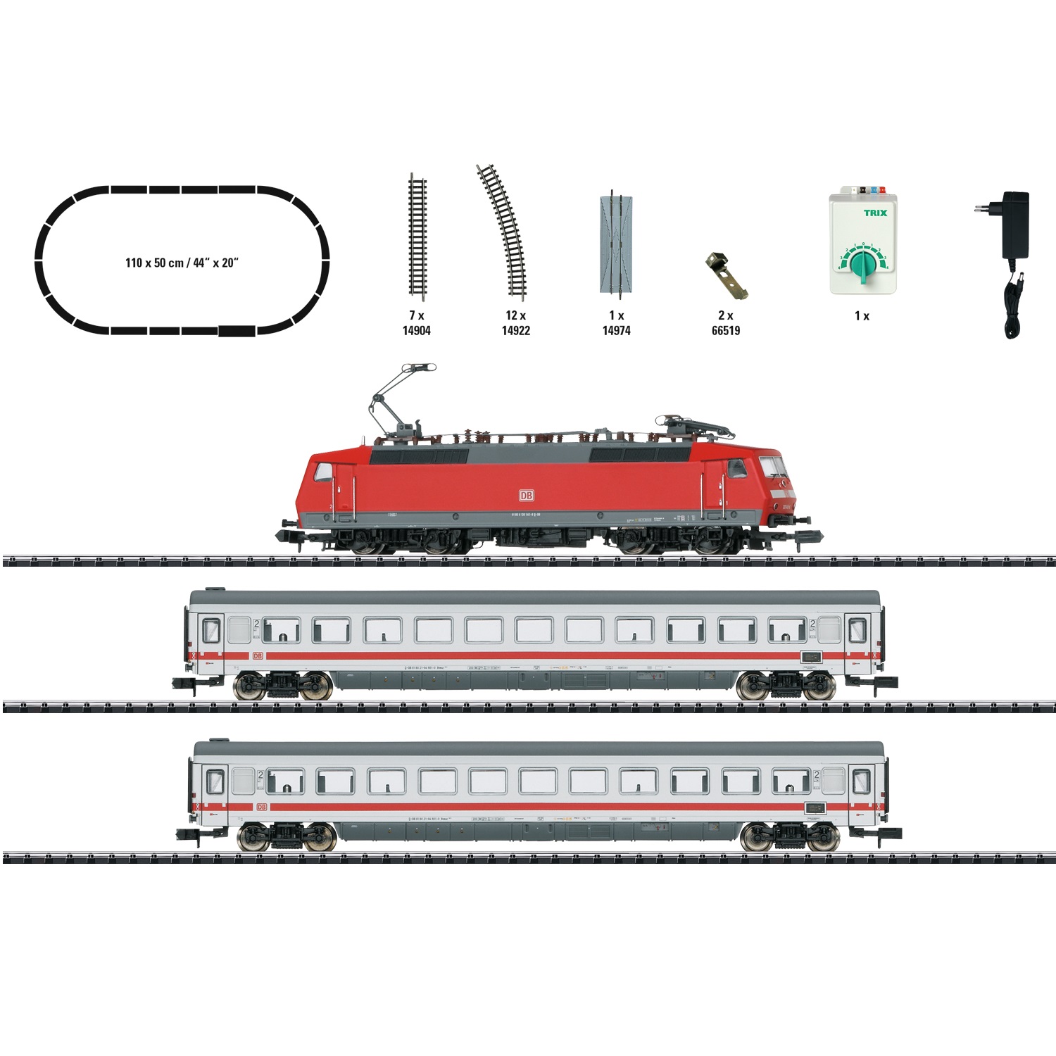 Alternative view of MiniTrix Analoginen Aaloitussarja - DB InterCity-Juna BR 217 Sähköveturilla