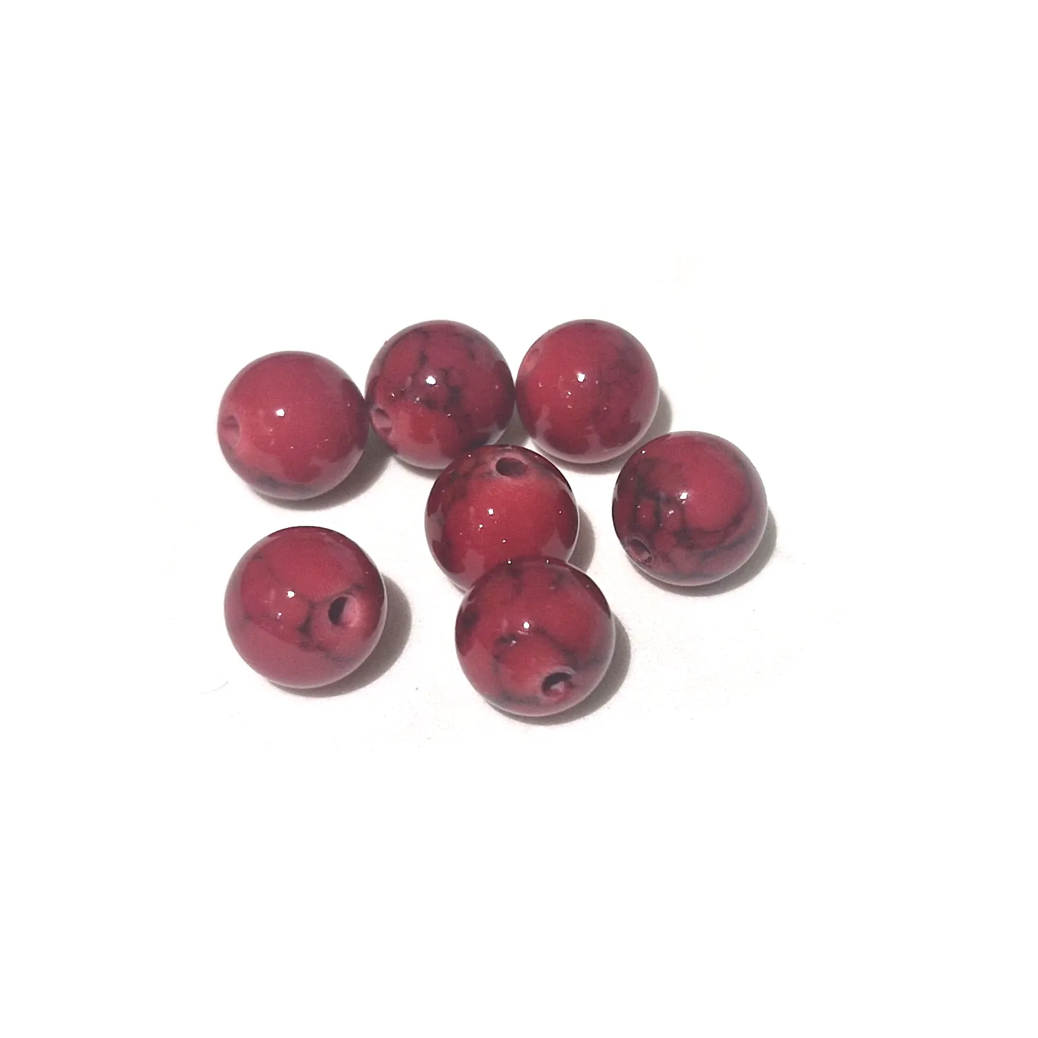 Kivihelmi 8mm 12kpl - Calcite Marble Look Ruby Red