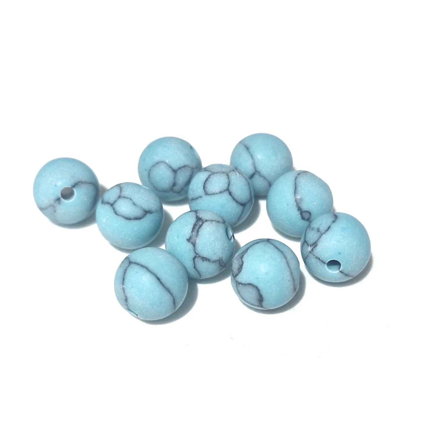 Kivihelmi 8mm 12kpl - Calcite Marble Look Matt Light Turquoise