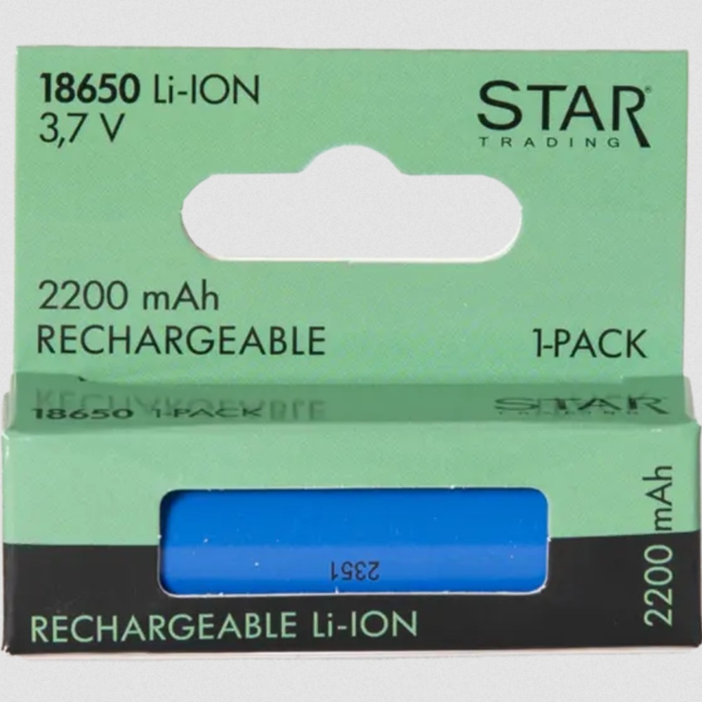 Alternative view of 3.7V LiIon-akkukenno 2200mAh 1kpl - STAR 18650