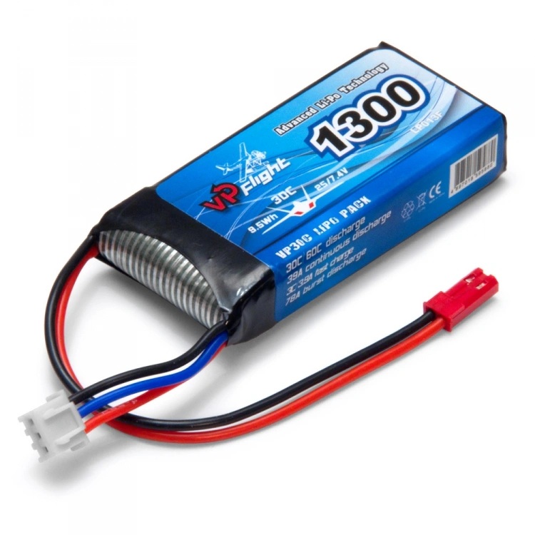 VP Flight 7.4V LiPo-akku 1300mAh 30C JST-RCY (BEC)
