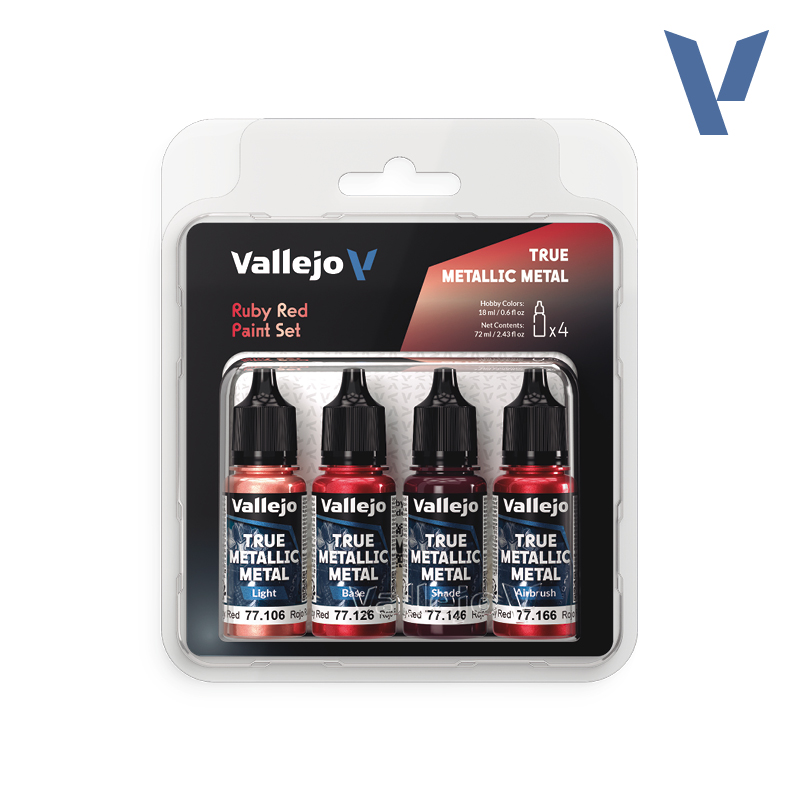 Vallejo True Metallic Metal - Ruby Red Paint Set