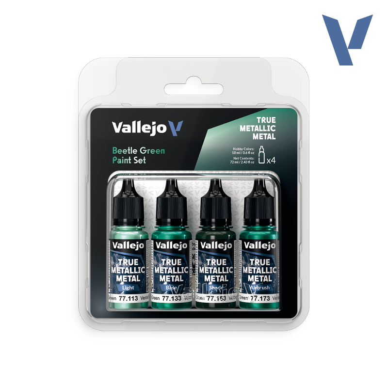 Vallejo True Metallic Metal - Beetle Green Paint Set