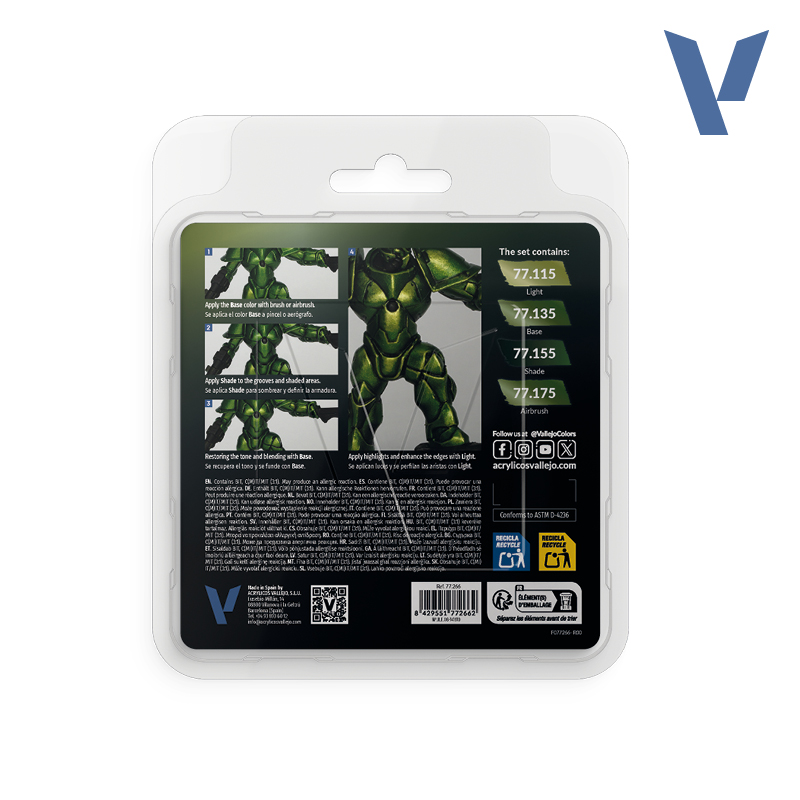 Alternative view of Vallejo True Metallic Metal - Amber Green Paint Set