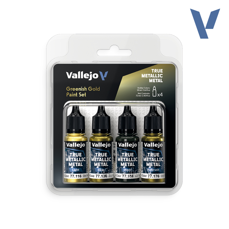 Vallejo True Metallic Metal - Greenish Gold Paint Set