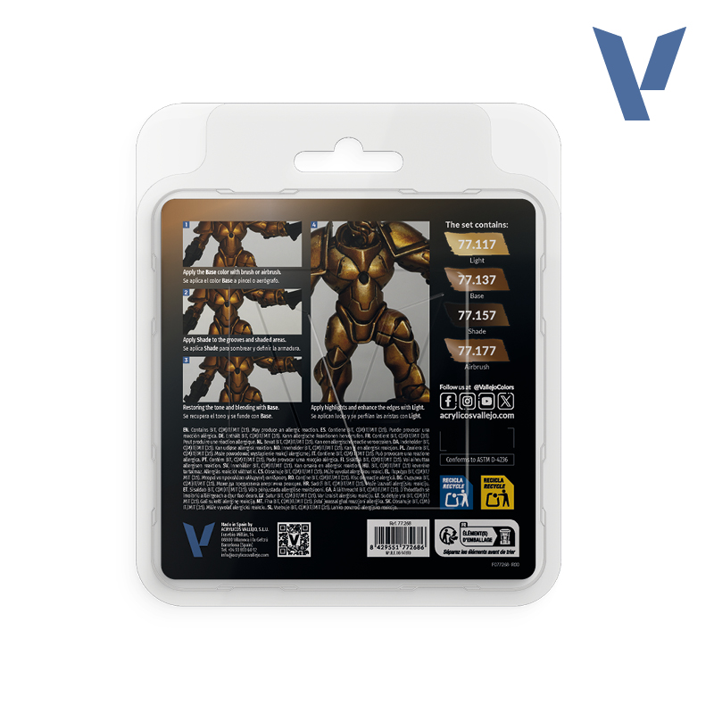 Alternative view of Vallejo True Metallic Metal - Arcane Gold Paint Set