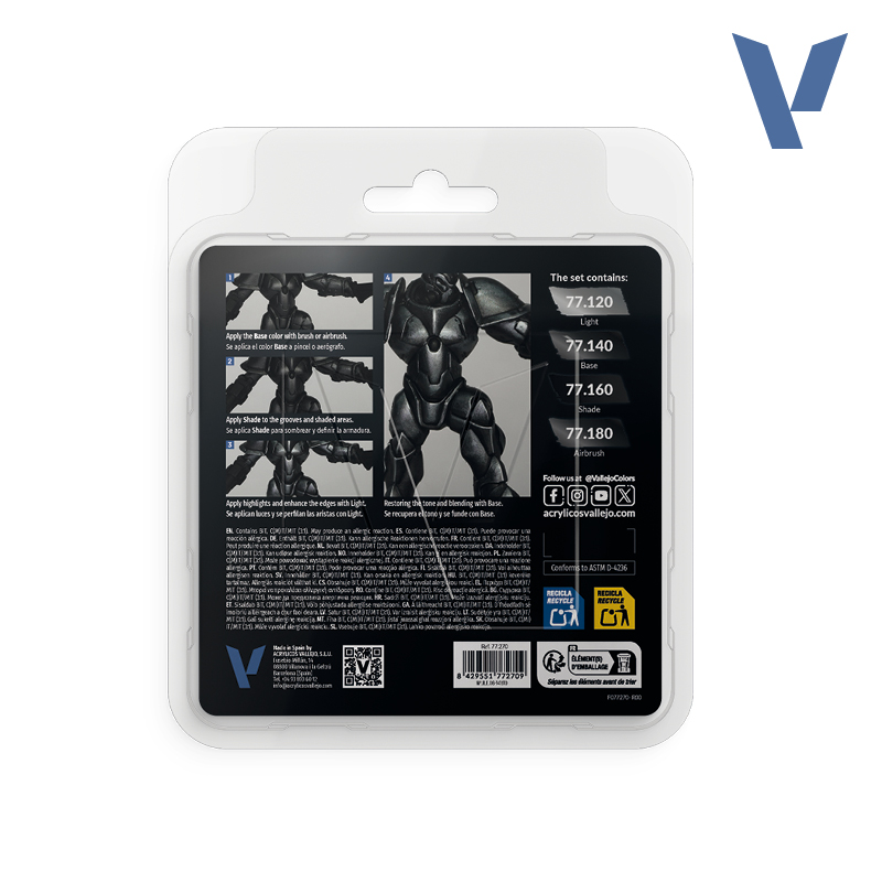 Alternative view of Vallejo True Metallic Metal - Obsidian Black Paint Set