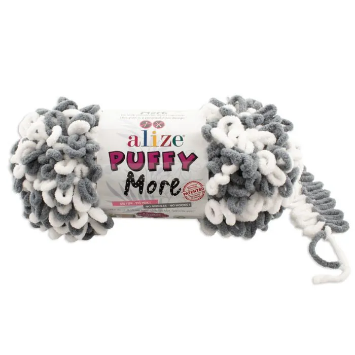 Alize Puffy More 150g - Harmaa-Valkoinen