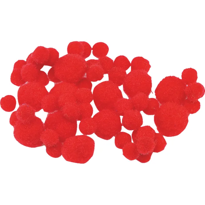 PomPom-pallot n.8-20mm 100kpl - Punainen