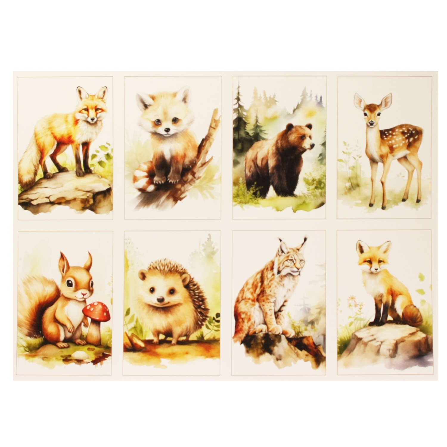 Kuvakartonki A4 1kpl - Metsäneläimet