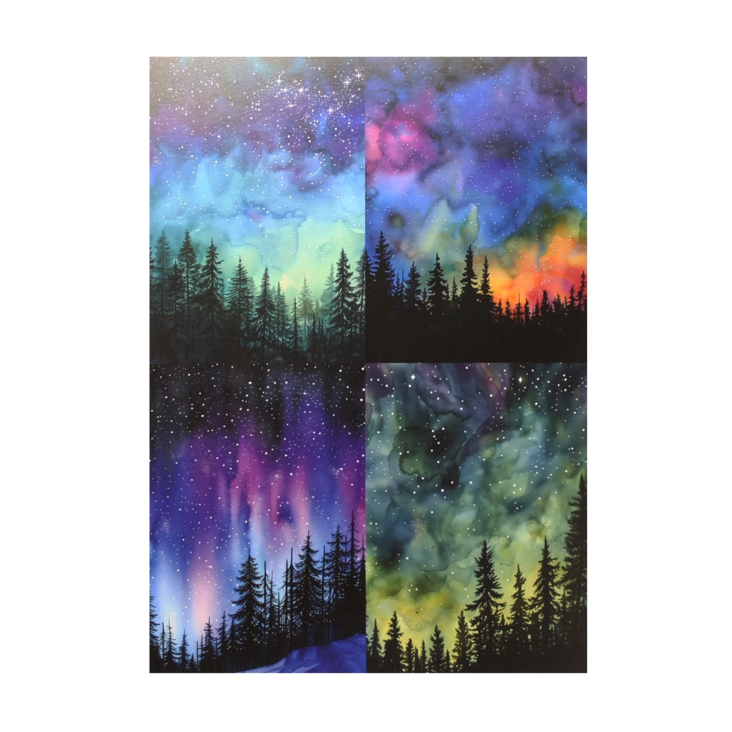 Kuviokartonki A4 5kpl - Revontulet