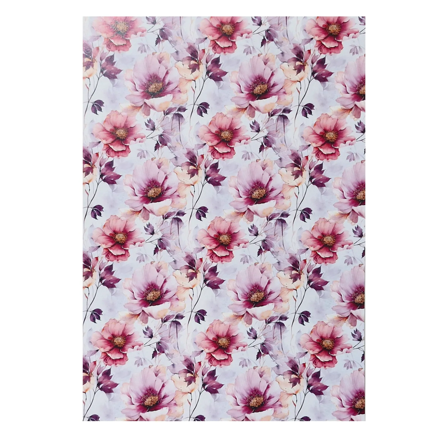 Kuviokartonki A4 5kpl - Viininpunaiset kukat