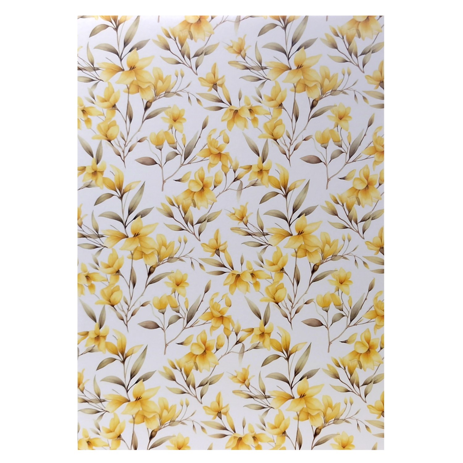 Kuviokartonki A4 5kpl - Kukat, keltainen