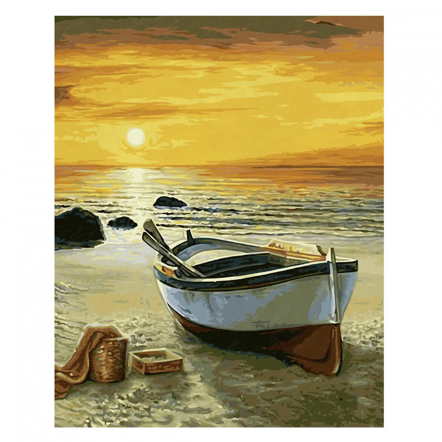 Numeromaalaus 40x50cm - Fishing Boat on the Beach