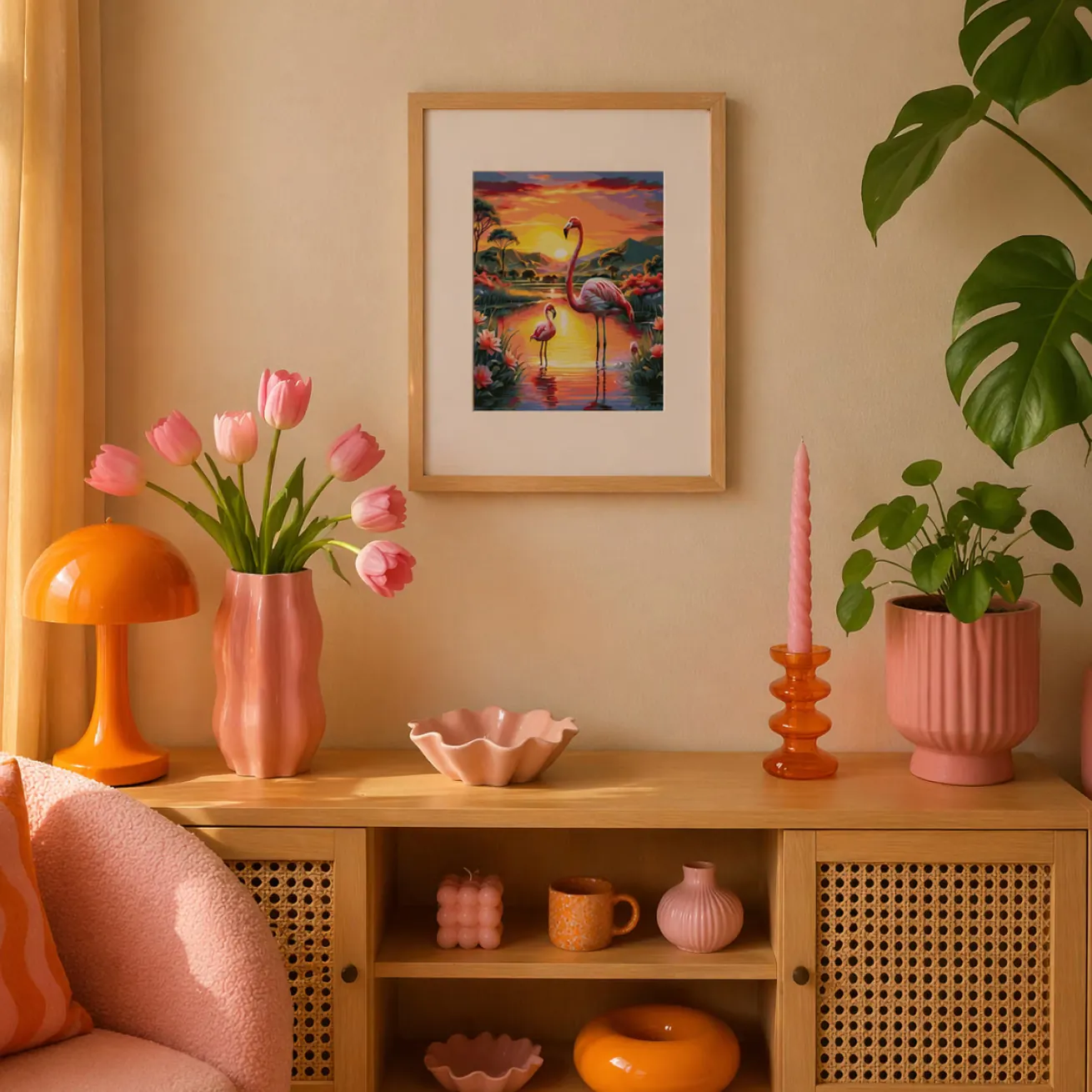 Alternative view of Numeromaalaus 24x30cm - Flamingos