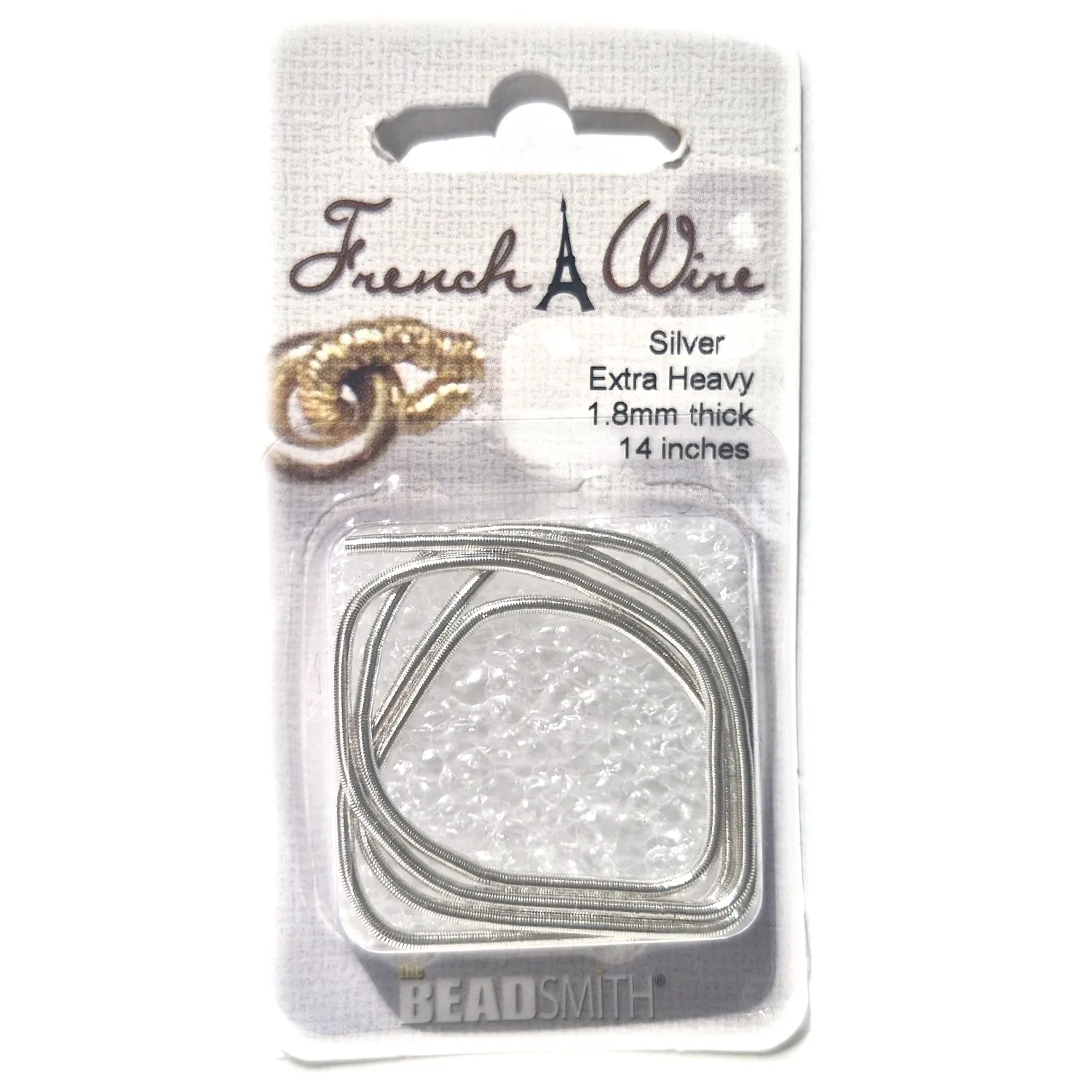 French Wire n.1,8mm n.35cm - Kirkas hopeansävy